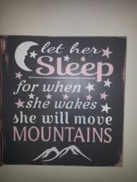 Let Her Sleep She Will Move Mountains Distressed Wood Sign Wall Hanging Baby Shower Gift Decor Nursery