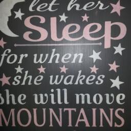 Let Her Sleep She Will Move Mountains Distressed Wood Sign Wall Hanging Baby Shower Gift Decor Nursery - thumbnail 2