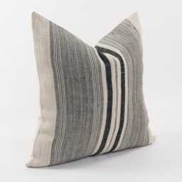 Vintage Hill Tribe Hemp Pillow Cover, Rustic Striped Cushion - 20x20 - thumbnail 3