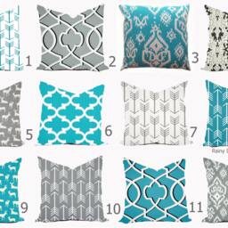 Aqua Turquoise Throw Pillow Cover - Modern Aztec Accent Decor - thumbnail 2
