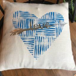 Blue Blockprint Love Pillow - thumbnail 2
