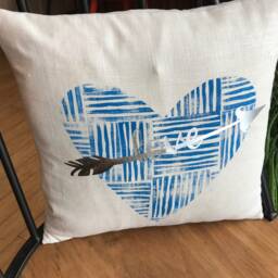 Blue Blockprint Love Pillow - thumbnail 4
