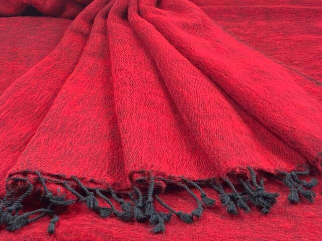 Handmade Red Yak Wool Blend Blanket Big Size Meditation Throw - image 1