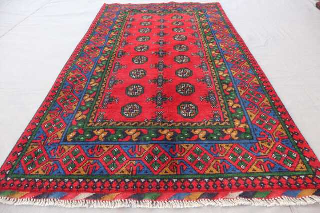 3x6 Ft Multicolor Bukhara Rug, Afghan Handmade Wool Natural Veg Dyes Turkmen Traditional Area Oriental Kitchen, Bedroom Rug - image 1