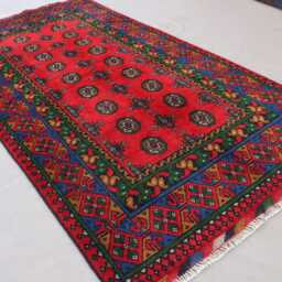 3x6 Ft Multicolor Bukhara Rug, Afghan Handmade Wool Natural Veg Dyes Turkmen Traditional Area Oriental Kitchen, Bedroom Rug - thumbnail 3