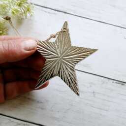 Medium Decorative Metal Silver Hanging Star Decoration - The Home & Hearts Shop Rustic Wall Decor Shabby Wedding Christmas - thumbnail 1