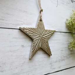 Medium Decorative Metal Silver Hanging Star Decoration - The Home & Hearts Shop Rustic Wall Decor Shabby Wedding Christmas - thumbnail 3