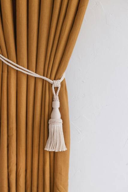 Curtain Tie Back, Tassel Tiebacks, Luxurious Ivory Tie-Back With Tassels, Boho Style Tieback, Cream Holdbacks Macrame - image 1