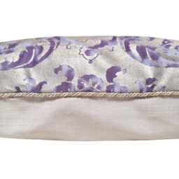 Fortuny Fabric Throw Pillow Cushion Case Royal Purple & Silvery Gold Carnavalet Pattern - Made in Italy - thumbnail 2