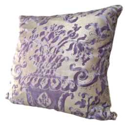 Fortuny Fabric Throw Pillow Cushion Case Royal Purple & Silvery Gold Carnavalet Pattern - Made in Italy - thumbnail 4