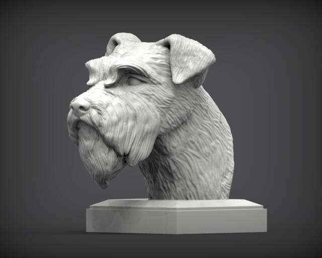 3D Printed Schnauzer Bust Pet Memorial Dog Figurine - image 1