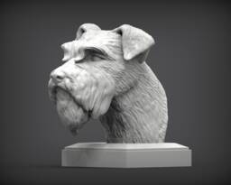 3D Printed Schnauzer Bust Pet Memorial Dog Figurine
