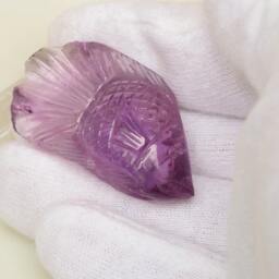 Amethyst Carving 76.86Cts Fish February Birthstone - thumbnail 4
