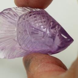 Amethyst Carving 76.86Cts Fish February Birthstone - thumbnail 3