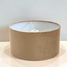 New Handmade Biscuit Brown Velvet Drum Lamp Shade Suitable For Tables & Ceilings With White Lining All Shapes Available Sizes On Demand - thumbnail 2