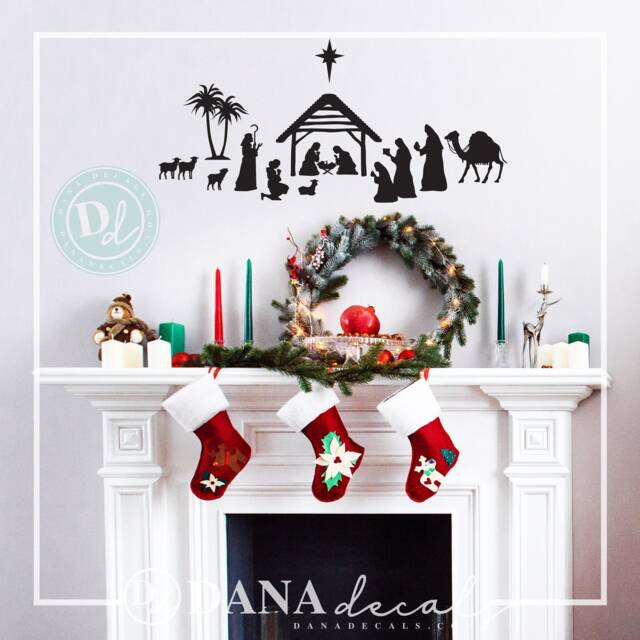Nativity Silhouette Wall Decal - Christmas Vinyl Art Sticker - image 1