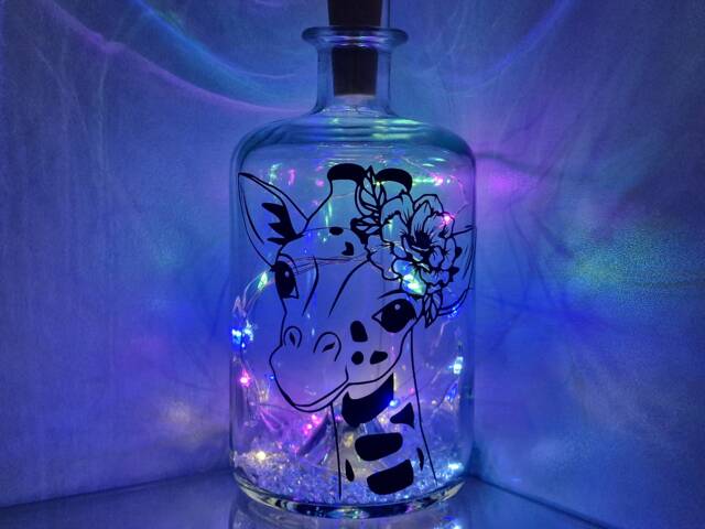 Led Giraffe Bottle Lamp, Unique Gift For Animal Lover - image 1