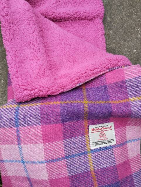 Pink & Purple Harris Tweed Baby Pram Blanket Handmade in Scotland - image 1