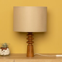 Handcrafted Wood Table Lamp Modern Rustic Bedside Light - thumbnail 2