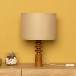 Handcrafted Wood Table Lamp Modern Rustic Bedside Light - thumbnail 1