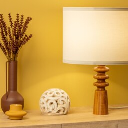 Handcrafted Wood Table Lamp Modern Rustic Bedside Light - thumbnail 3