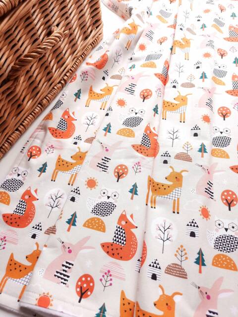Baby Blanket - Luxurious Cotton & Plush For Newborn Nursery, Stroller, Car Woodland Animals Grey - image 1
