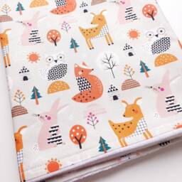 Baby Blanket - Luxurious Cotton & Plush For Newborn Nursery, Stroller, Car Woodland Animals Grey - thumbnail 3