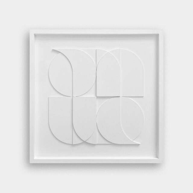 Geometric Relief Wall Sculpture - Mid Century Modern, 50x50cm - image 1