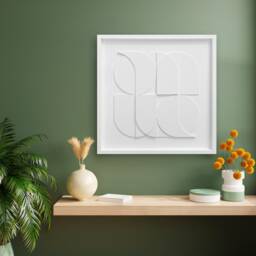 Geometric Relief Wall Sculpture - Mid Century Modern, 50x50cm - thumbnail 2