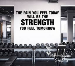 Gym Motivation Wall Decal Fitness Quote Vinyl Sticker - thumbnail 1