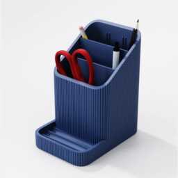 Desk Organiser Phone Stand - Modern Ribbed Pen Pot 3D Printed Tidy Stationery Holder Minimalist Office Storage UK Made Gift - thumbnail 3