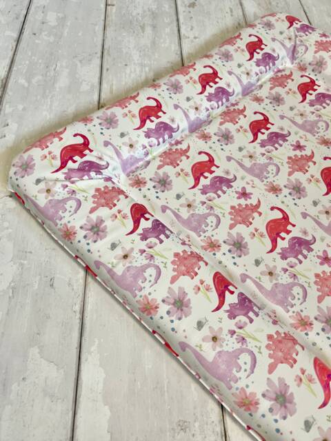Pink Dinosaurs Baby Changing Mat, Dinosaur Baby Changing Mat, Girly Mat - image 1