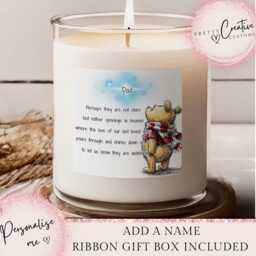Personalised Memorial Candle, Sympathy Candle Gift, Bereavement Miss You Christmas, Winnie The Pooh Thinking Of Condolence