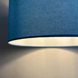 Light Blue Cotton Drum Lampshade, White Lining - thumbnail 3