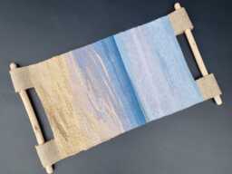 Handwoven Tapestry Sea, Textured Vertical Wall Decor, Hanging Fibre Art - thumbnail 1