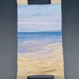 Handwoven Tapestry Sea, Textured Vertical Wall Decor, Hanging Fibre Art - thumbnail 2