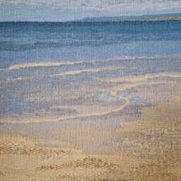 Handwoven Tapestry Sea, Textured Vertical Wall Decor, Hanging Fibre Art - thumbnail 3
