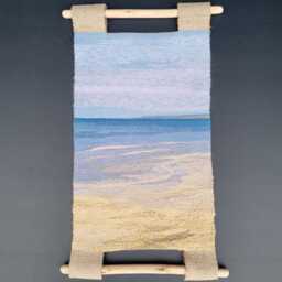 Handwoven Tapestry Sea, Textured Vertical Wall Decor, Hanging Fibre Art - thumbnail 4