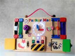 Personalized Busy Board For Toddlers With Led Lights Sensory Board Baby Activity Toddler Wooden Toy Montessori Latch