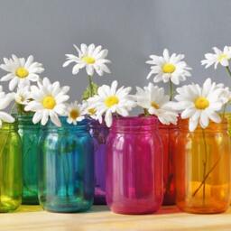 Hand Painted Mason Jar Desk Organizer Boho Pen & Brush Holder - thumbnail 3