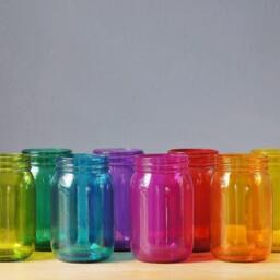 Hand Painted Mason Jar Desk Organizer Boho Pen & Brush Holder - thumbnail 2