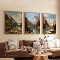 Set Of 3 Banff Canada Posters, Travel Posters Set, Prints, Canadian Wall Art, National Park Decor, Mountain Print - thumbnail 1