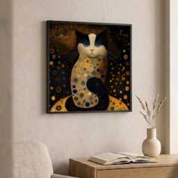 Klimt Cat Wall Art - Golden Style Portrait - thumbnail 3