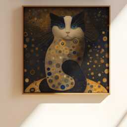 Klimt Cat Wall Art Golden Style Portrait - thumbnail 3