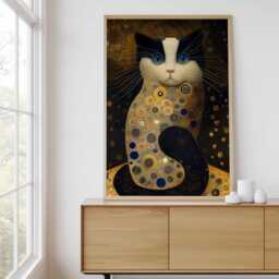 Klimt Cat Wall Art - Golden Style Portrait - thumbnail 2