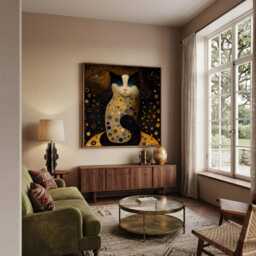 Klimt Cat Wall Art - Golden Style Portrait - thumbnail 4