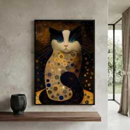 Klimt Cat Wall Art - Golden Style Portrait