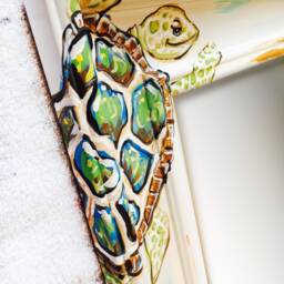 Hand Painted Turtle Mirror, Beach Decor, House Art, Theme Mirror, Decor, Turtle Bathroom, Art - thumbnail 2