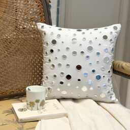 "White Circle & Dots Mirror Work Pillow Sham, 24""x24""/26""x26" - thumbnail 2