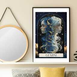 Gemini Zodiac Tarot Print - Astrology Poster Celestial Wall Art Mystical Horoscope Decor Gift Idea A5 A4 A3 Framed Or Unframed - thumbnail 2